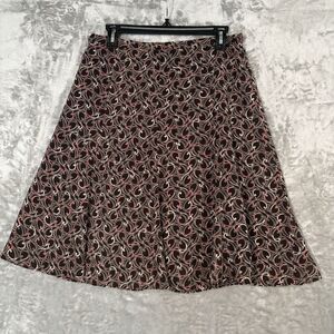 George Ladies Paisley Skirt 8 Dark Chocolate Brown Swirl Chiffon Flare Casual